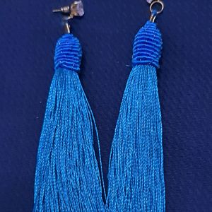 Blue Silk Thread Earring