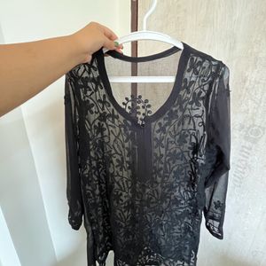 Pure Chiffon Chikankari Kurti