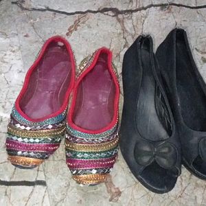 Black Pletfom Heel& Rajstani Bellie