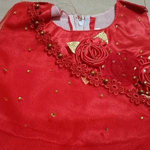 Red color party wear dress