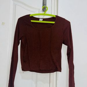 Blue And Brown Crop Top For Women