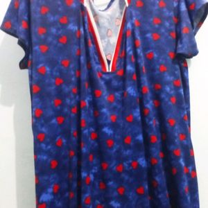 Beautiful Blue Heart'Printed Nighty.