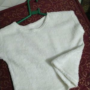 Brand New White Furr Crop Top