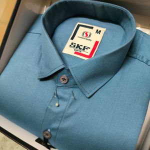 Blue Latest Solid Cotton Full Seleves Formal Shirt