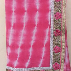 Lehariya Pink Saree With Border