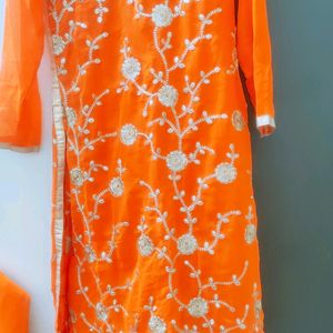 Beautiful Orange Colour Heavy Work Sharara Suit