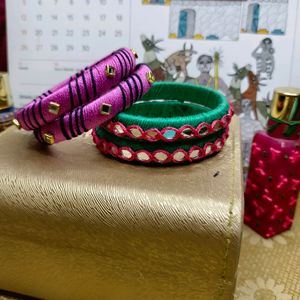 Handmade Thread Bangle (Set Of 2)