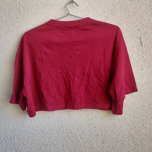 red boxy crop top