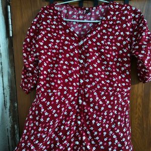 Daily Wear Red Open Cut Dress