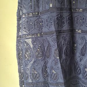 Chikankari Navy Blue Kurti