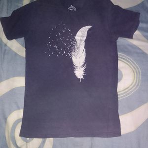 Tripr Navy Blue Printed Tshirt For Men