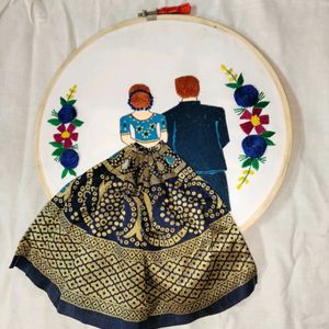 Couples Embroidered Wooden Hoop