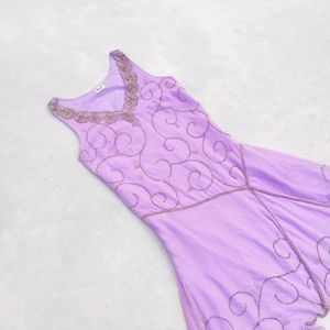 Vintage Gunnit Lavender Beaded Assymetrical Dress