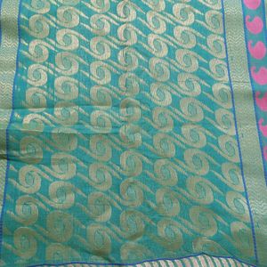 Sea green Pure Cotton Saree