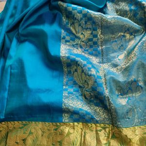 Blue And Green Silk Saree