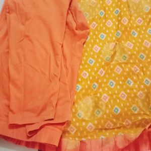 Orange / Ochkar Yellow Kurti And Leggings.