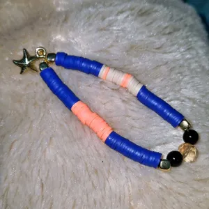 Beaded Clay Bracelet Navy Coral 🪸