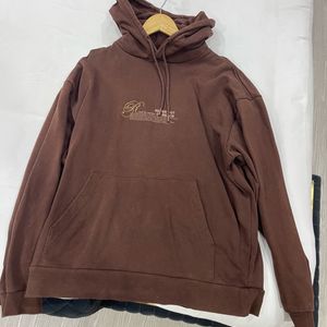 Zara Brown Slogan Print Hoodie