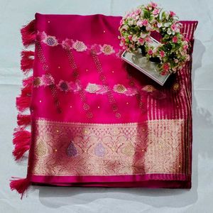 Organza Surwaski With Ston Work Saree