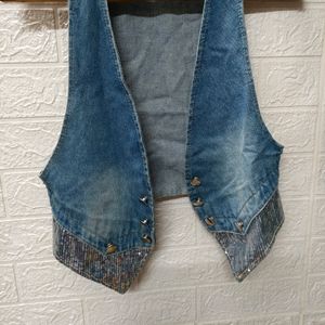 Denim Jacket With Shimmer For Small And Medium