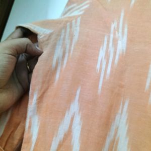 Srishti Peach Colour Ikat A-line Kurta