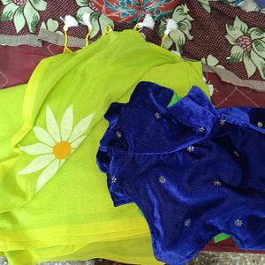 Flower design cotton saree without blouse