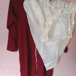 🆕Maroon Colour Kurta With White Samosa Salwar