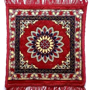 2 Pieces Velvet Carpet/Pooja Mat Square