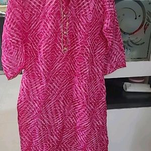 Pretty pink straight kurta with linning