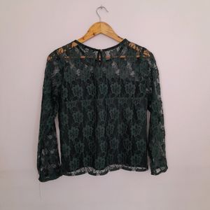 Tokio Talkies Dark Green Lace Top (Women's)