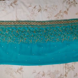 Peacock Green With Work Design Saree