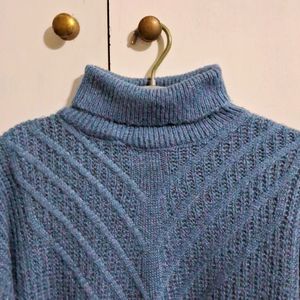 Soft Blue Turtle Neck Oversized Sweater