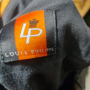 Louis Philippe Grey Strip Pant For Men