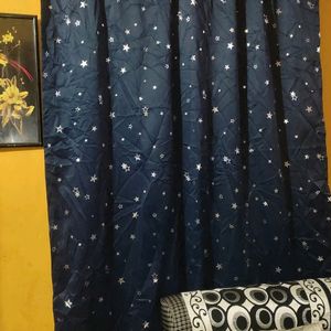 Blue Shimmery Star Window Curtain (Single)