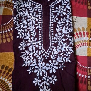 Short Chikankari Kurta