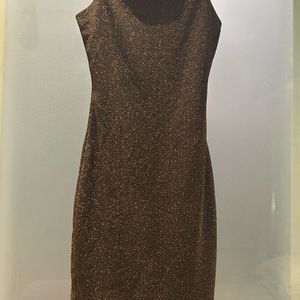 Ginger Black With Gold Crepe Fitted Minidress