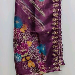 Rich Purple Floral Printed Sharara Suit