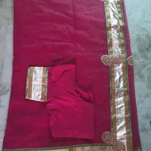 Net Saree With Gota Work And Border