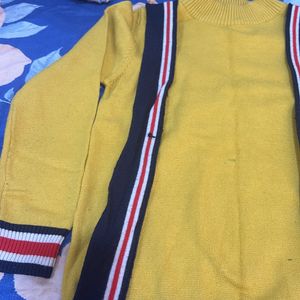 Mustard Branded Sweater For Girls With Tie Up