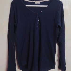 Ribbed Dark Blue Top