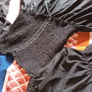 Black Flairy Dress With Lace