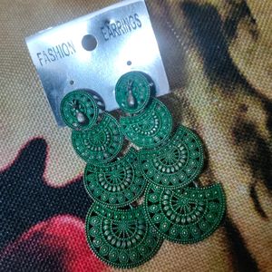 Green Jhumka Earrings
