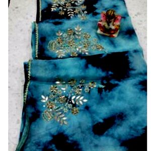 Organza New Die Tie Saree Gota Patti Cut Danawor