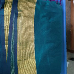 Double Shade Green Saree With Zari Border