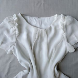 New Korean Premium Off-white Peplum Top