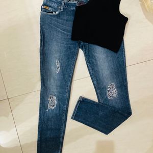 Lee Cooper Sequin Patch Jeans For Women