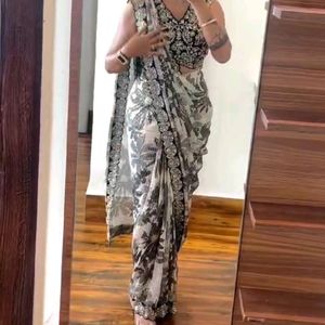 Beautiful Black & White Party Wear Saree