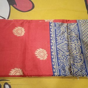 New Saree Red And Blue