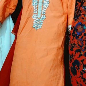 sale ORANGE worked kurti Small size