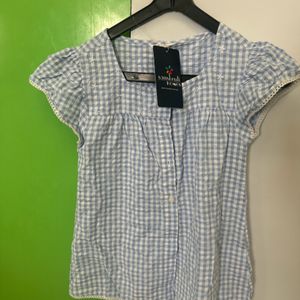 Cotton Chex Top With Embroidery